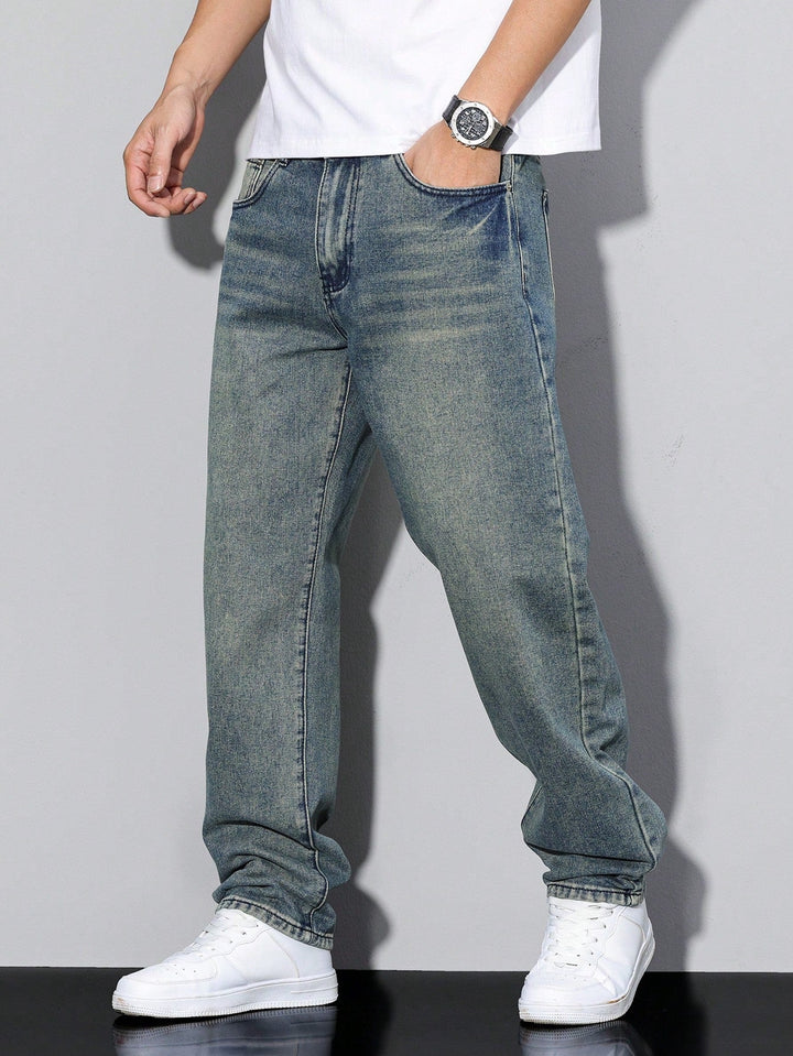 Komfortabel talje på herre casual jeans i blå, ensfarvet og tidløst design.