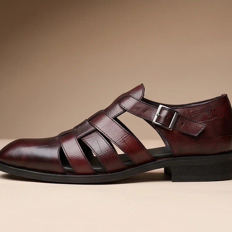 Herre sommersko med lukkede tæer, brun fisherman sandal med justerbart spænde for god pasform.