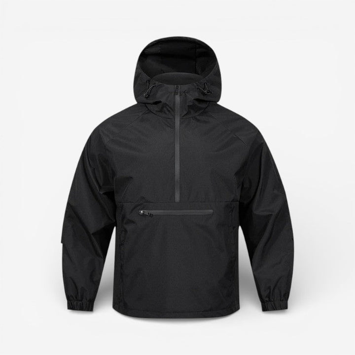 Sporty streetwear hættetrøje jakke til mænd. Praktisk design med halv lynlås, ideel til aktiv fritid.