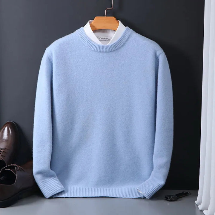 Herre striktrøje med komfortabelt cashmere look og stilfuldt geometrisk mønster. Perfekt til casual mode.