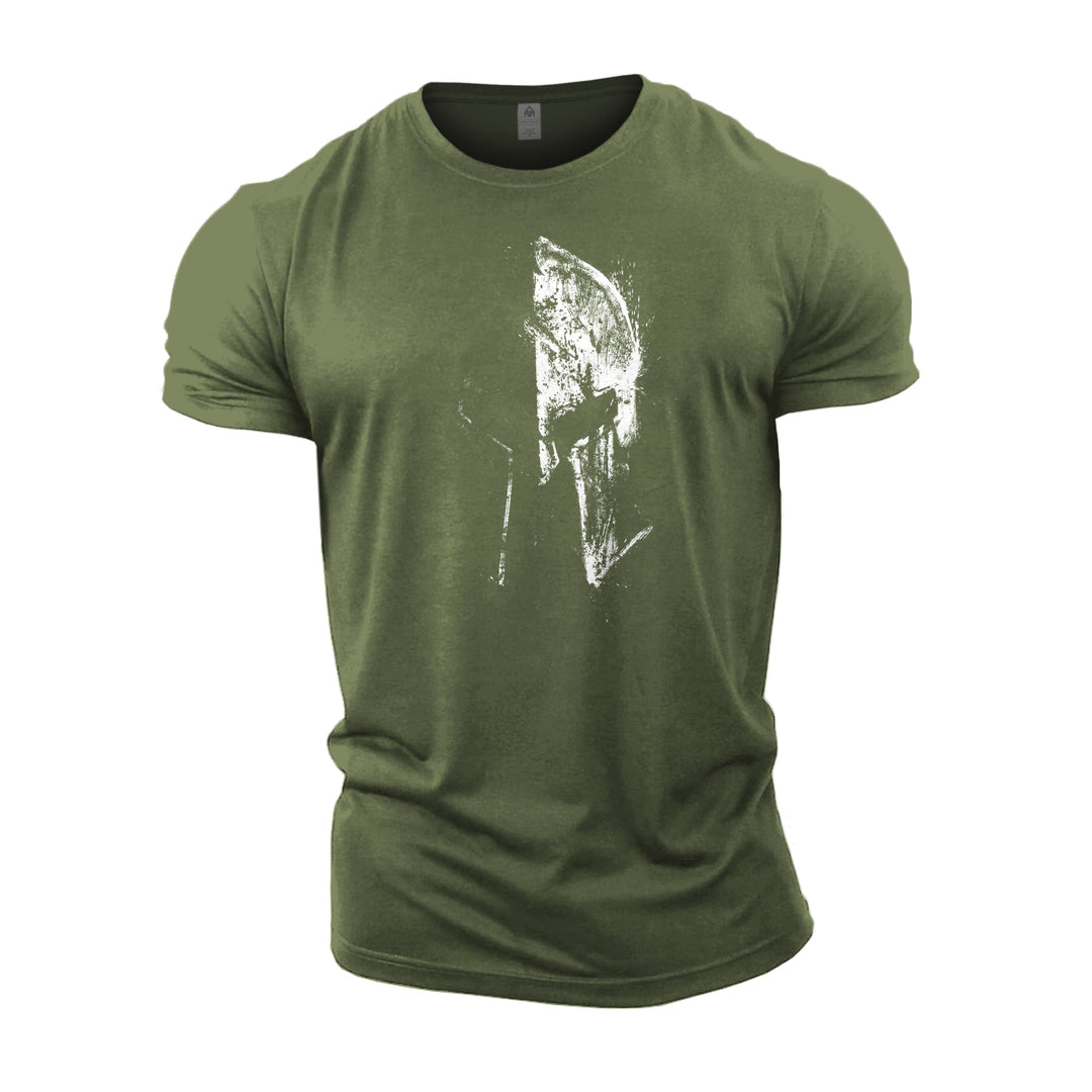 Herre fitness T-shirt i militærgrøn, bagfra, demonstrerer ergonomisk pasform.