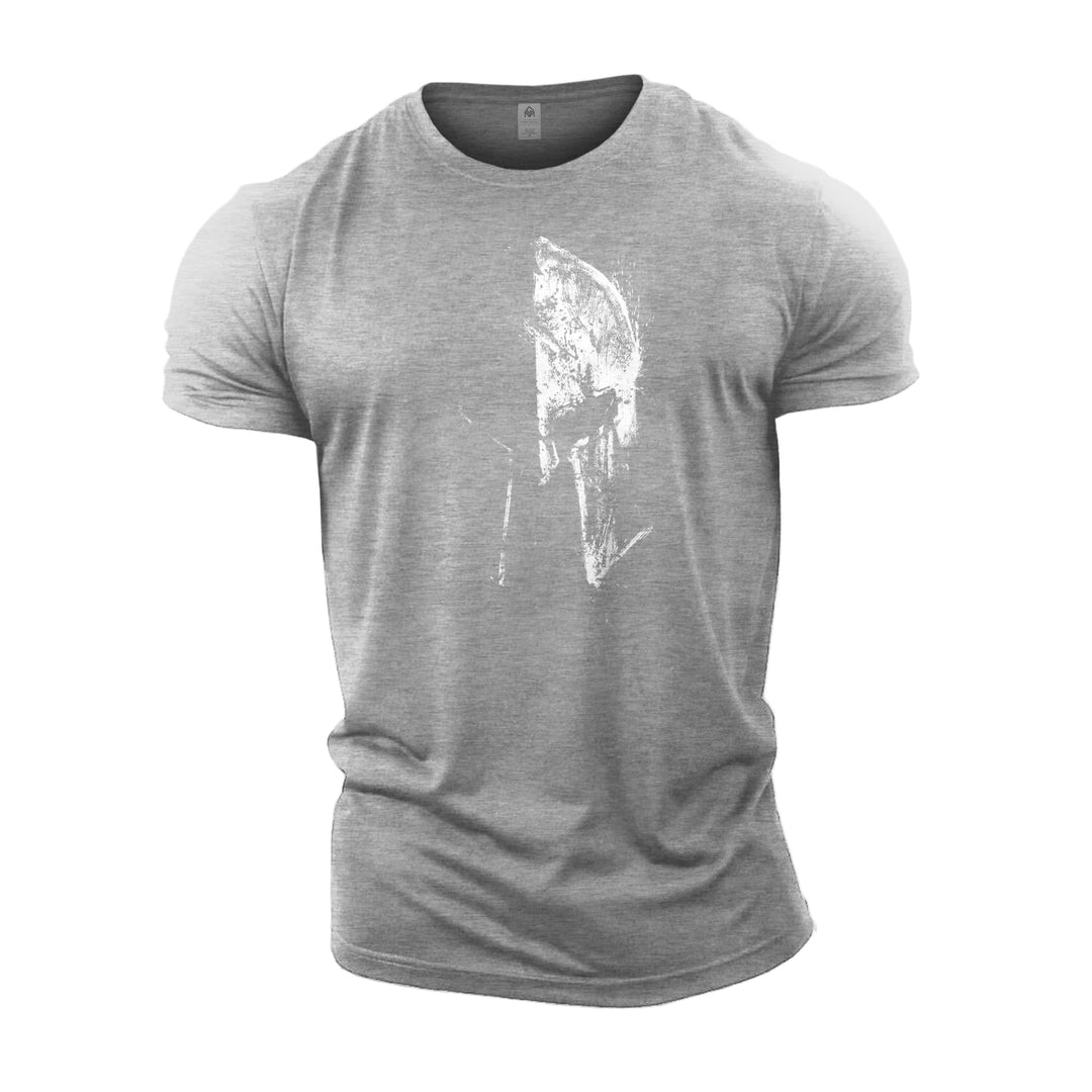 Herre fitness T-shirt i lysegrå, på en person i bevægelse, understreger fleksibilitet.