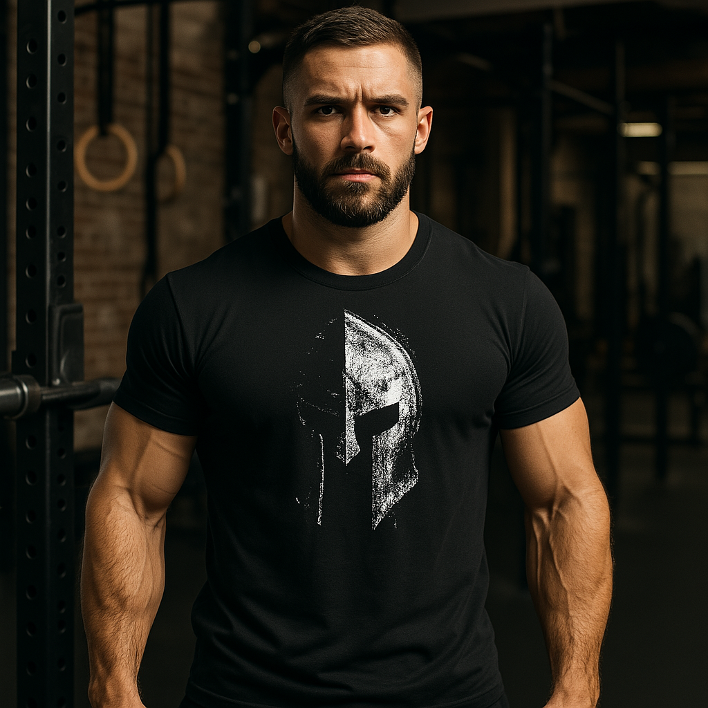 Herre fitness T-shirt i sort, åndbar og komfortabel, ideel til træning og sport.