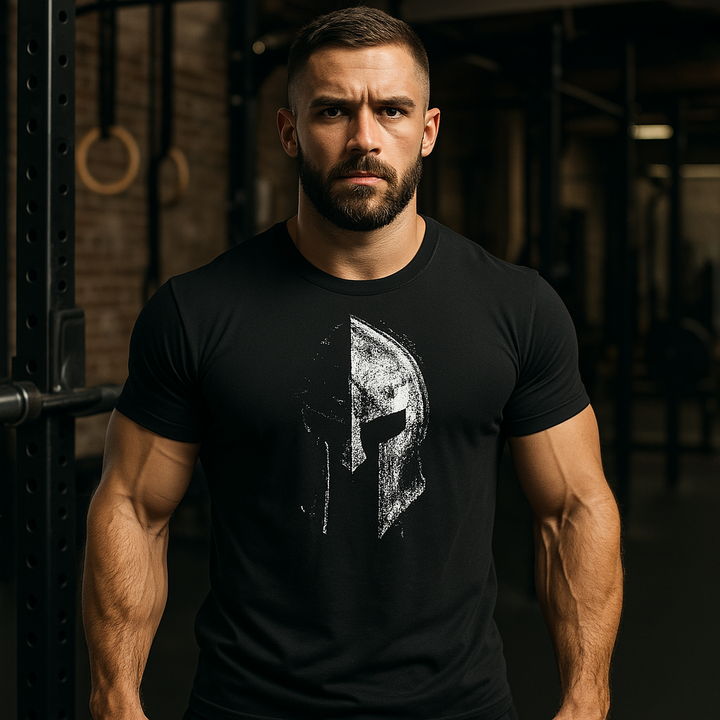 Herre fitness T-shirt i sort, åndbar og komfortabel, ideel til træning og sport.