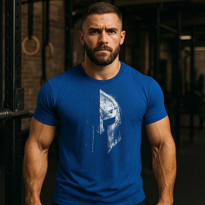Herre fitness T-shirt i lyseblå, åndbar og komfortabel, velegnet til alle sportsgrene.