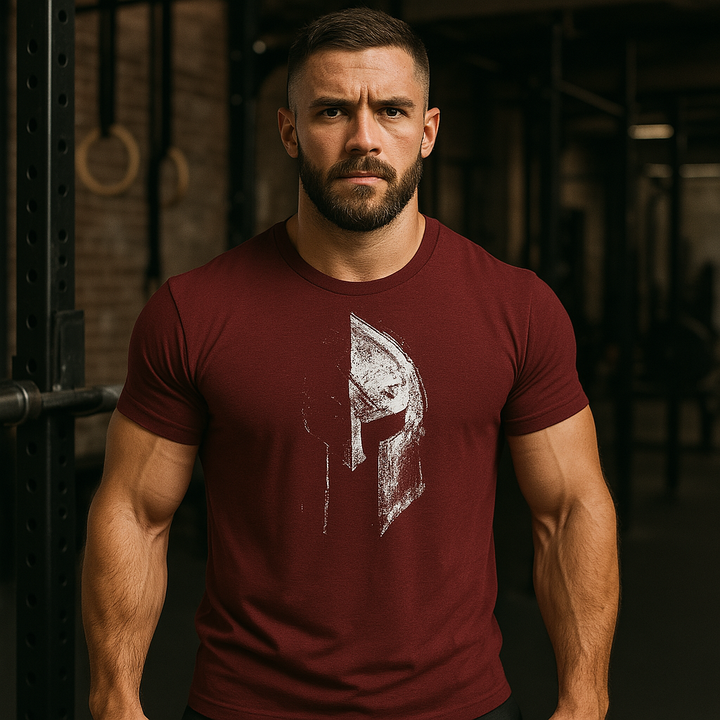 Herre fitness T-shirt i kastanjebrun, åndbar og komfortabel, designet for maksimal bevægelsesfrihed.