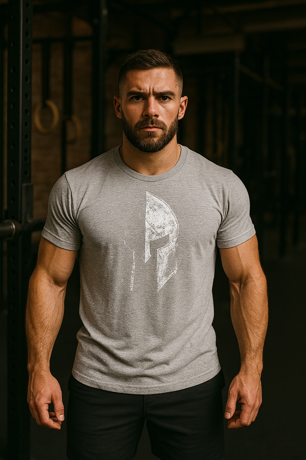 Herre fitness T-shirt i lysegrå, åndbar og komfortabel, robust og modstandsdygtig.