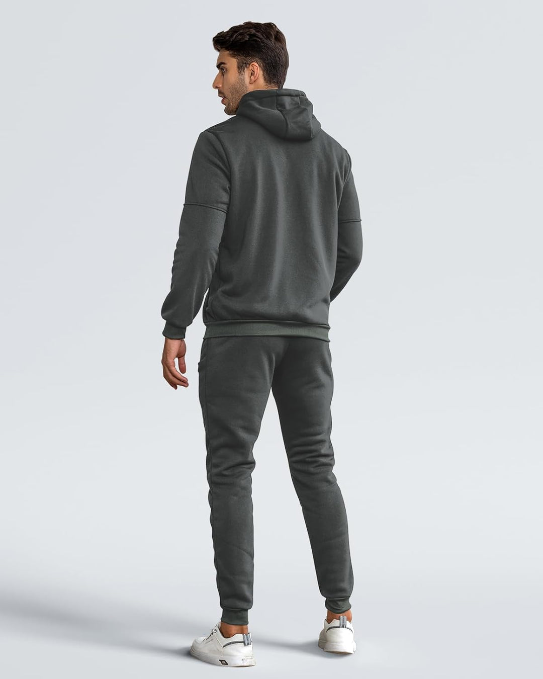 Herre Slim-Fit træningsdragt, åndbar, mørkeblå, frontvisning, stilfuldt look, letvægtsmateriale til sport og fritid
