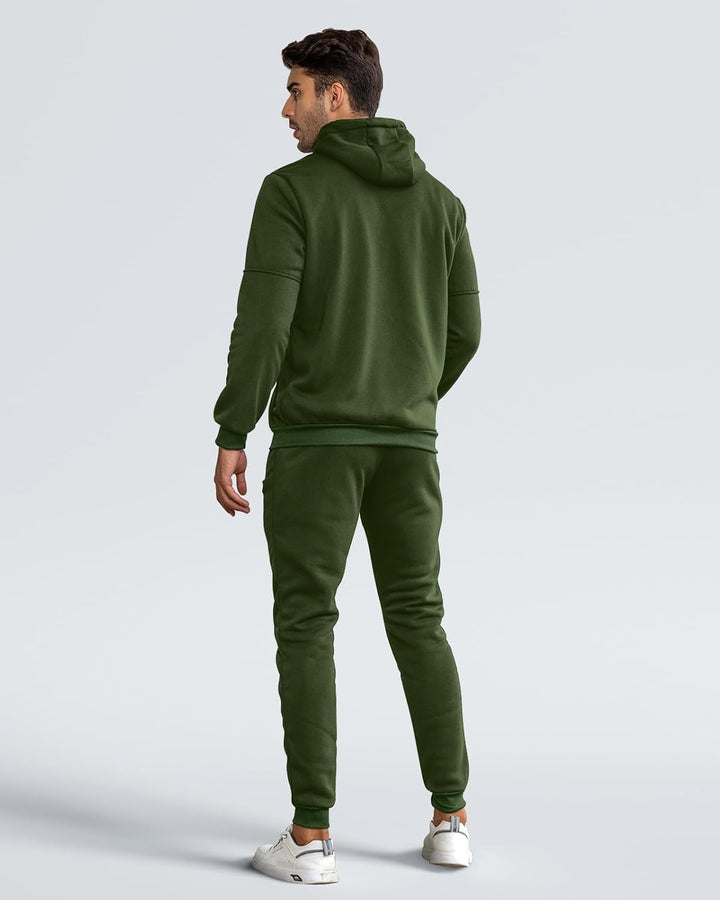 Herre Slim-Fit træningsdragt, åndbar, mørkeblå, frontvisning, stilfuldt look, letvægtsmateriale til sport og fritid