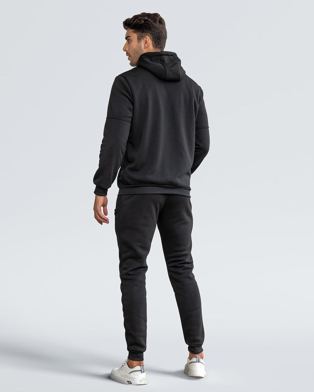 "Herren Slim-Fit-Trainingsanzug atmungsaktiv, dunkelblau, Vorderansicht, stilvoller Look, leichtes Material für Sport & Freiz