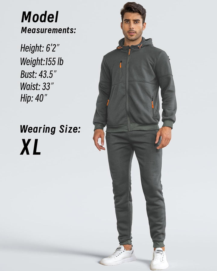 Herre Slim-Fit træningsdragt, åndbar, mørkeblå, frontvisning, stilfuldt look, letvægtsmateriale til sport og fritid