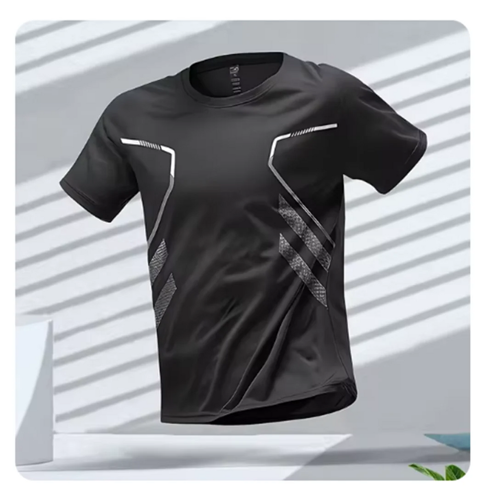 Herre sport T-shirt i grå, funktionel til træning, svedtransporterende med 4-vejs stretch for maksimal komfort.
