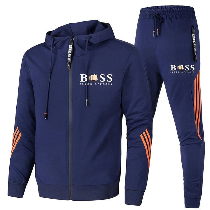Herre Sportssæt, 2-delt, åndbart, sort og gråt, sporty design til træning og fritid, komfortabelt.