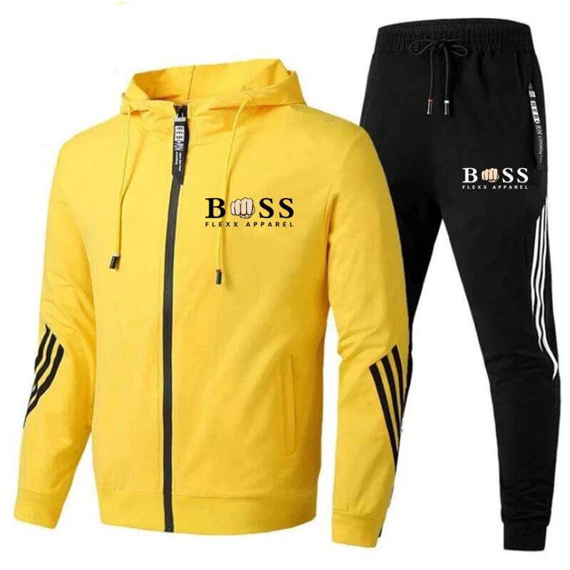 Herre Sportssæt, 2-delt, åndbart, sort og gråt, sporty design til træning og fritid, komfortabelt.