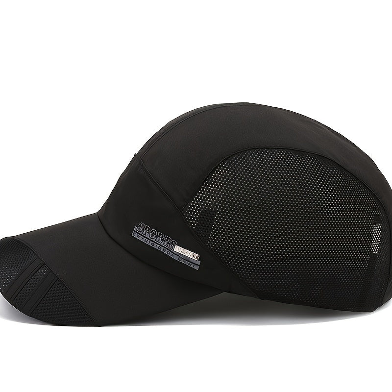 Herre sportskasket, justerbar, åndbar, UV-beskyttelse, mørkegrå, udendørs design, ideel til sport og rejser.