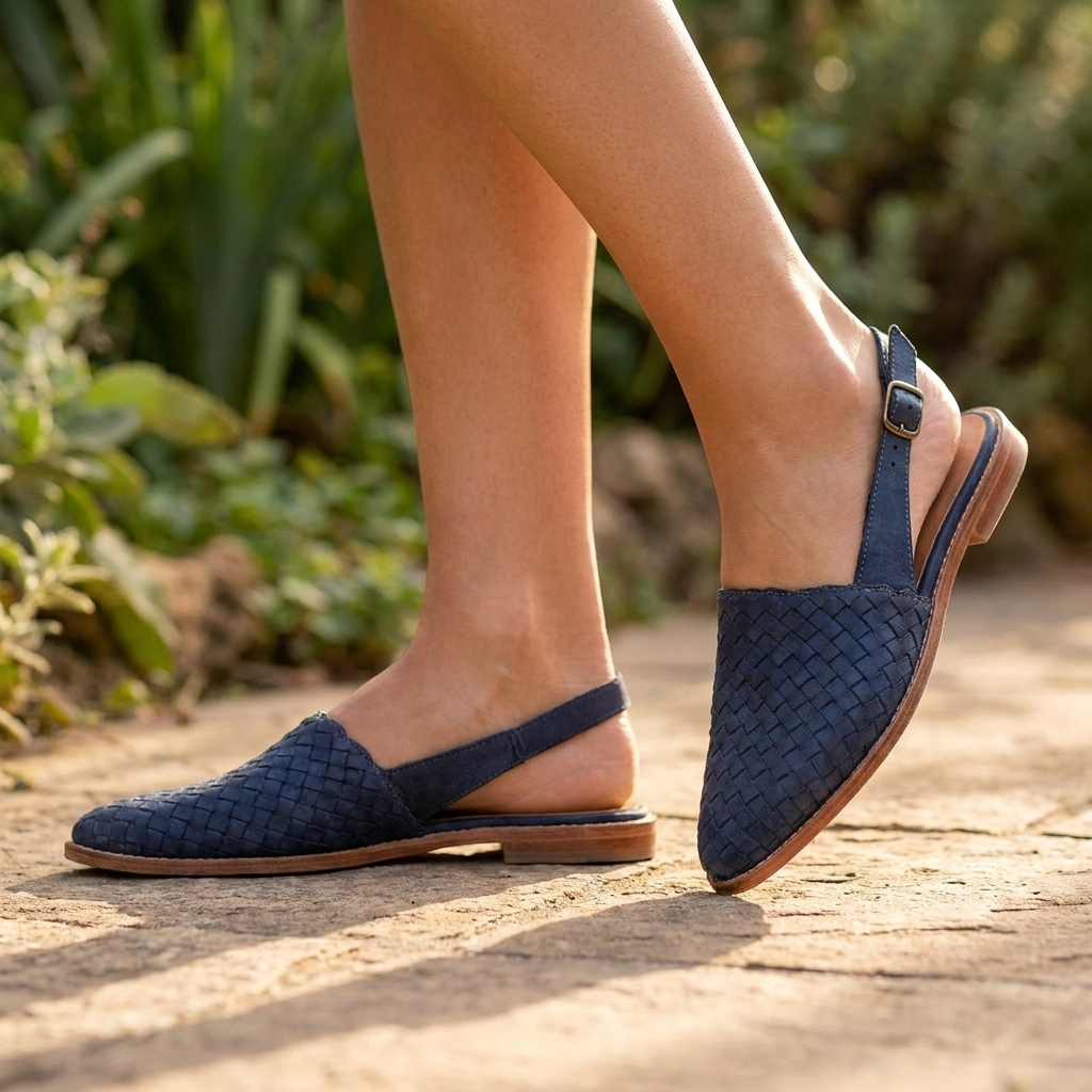 Komfortable flettet sandaler til kvinder med lukket tå. Ideelle sommersko til både elegant og afslappet brug.