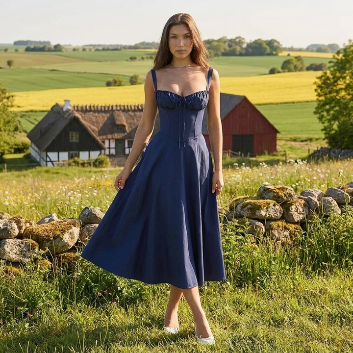 Feminin modetøj: Blomsterkjole med justerbare stropper; den perfekte elegante sommerstil.