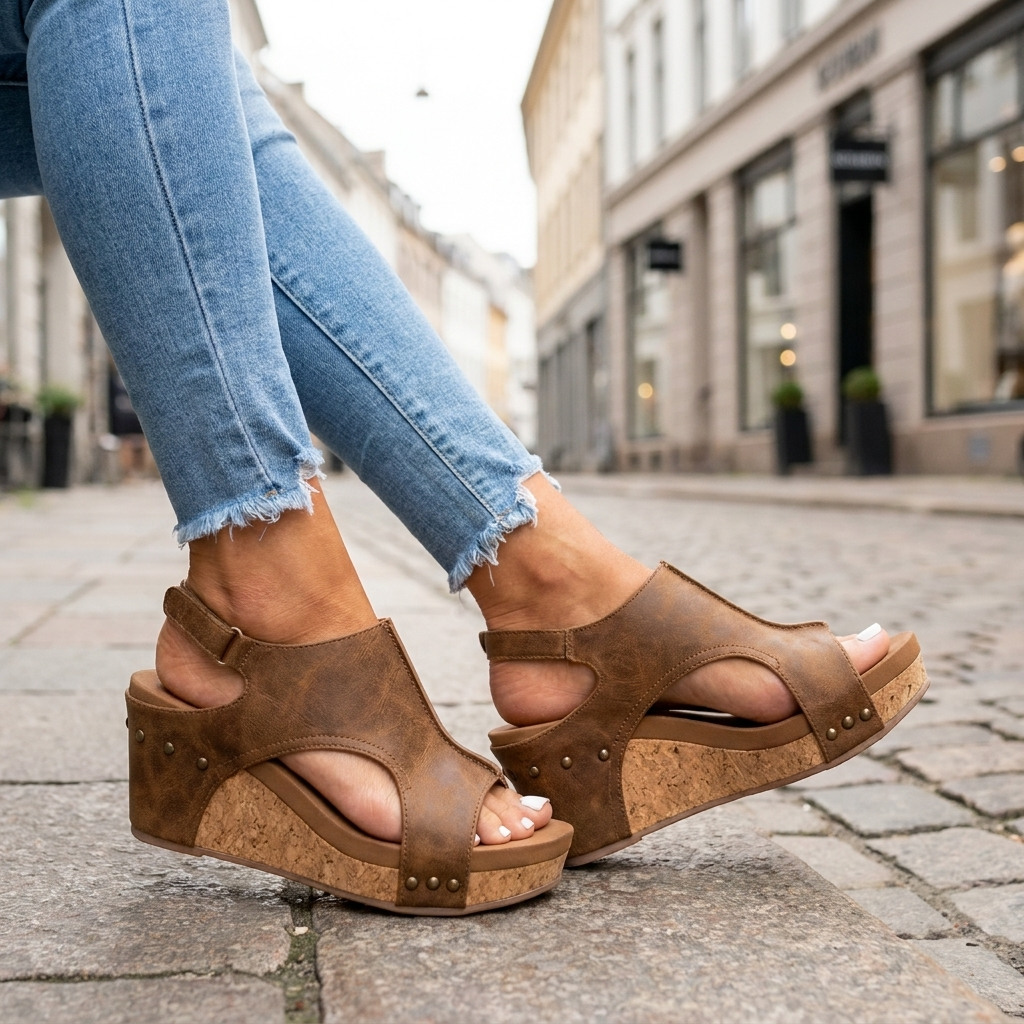 Stilfulde kvindesandaler i beige med ekstra komfort og støtte. Åben design, ideel til sommer. Ergonomisk og alsidig.