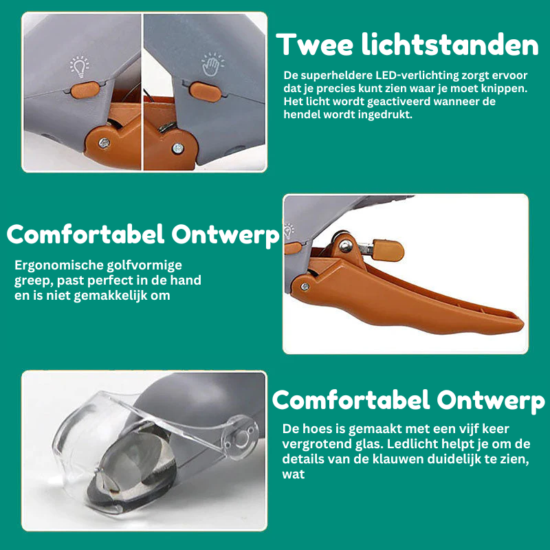 Hundeklo klipper med hurtigsensor, ergonomisk design, rustfrit stål, sikker og smertefri, til præcis klopleje.