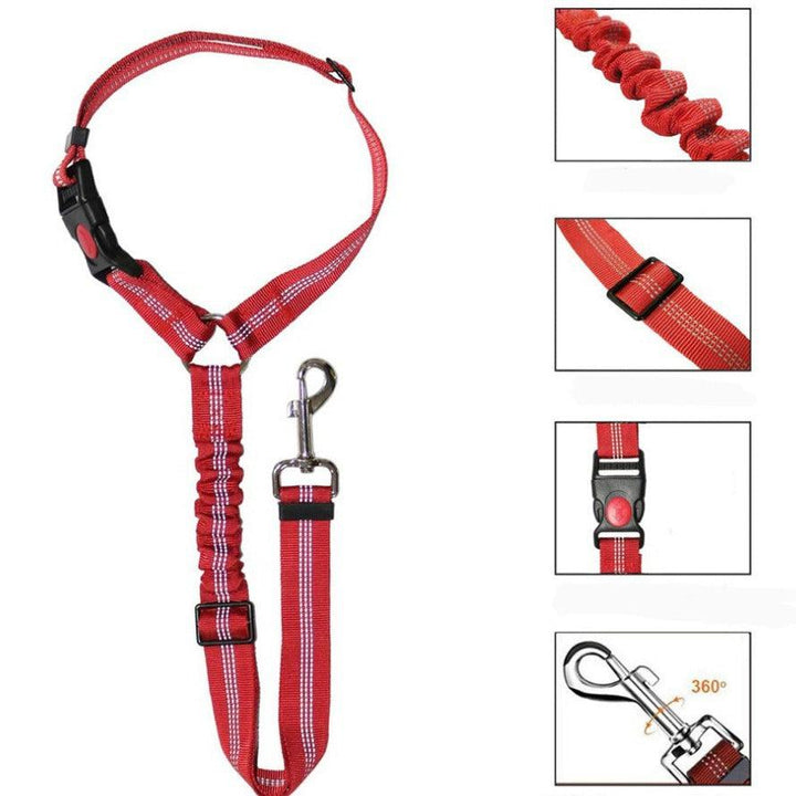 Hundebilsikkerhedssele, justerbar, mange farver, 360-graders karabiner, for sikre og bekvemme bilture.