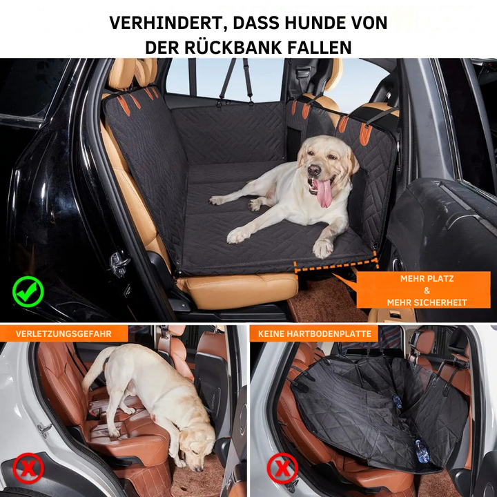 Hundebilsædemåtte med hård bund, sikkerhedsvægge og memoryskum for komfort og renlighed i bilen.