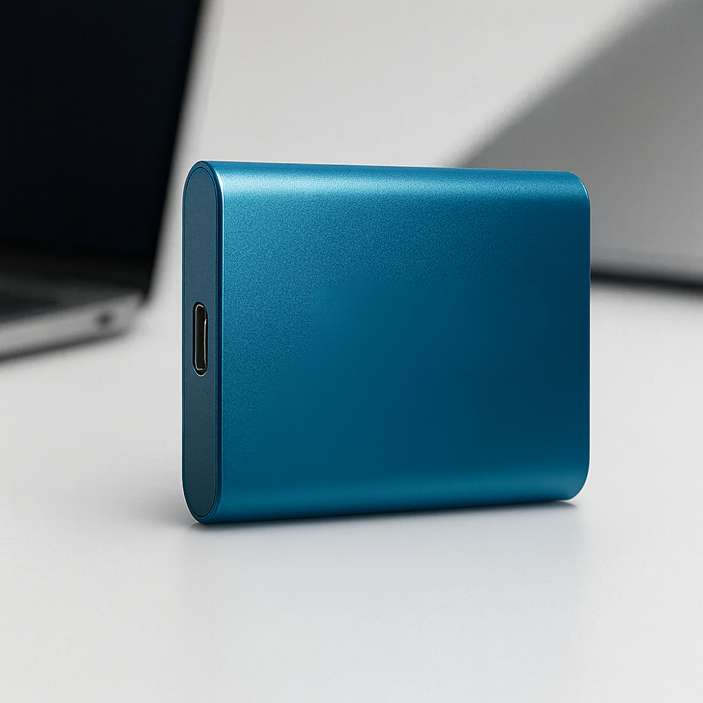 Kompakt 2TB ekstern SSD til sikker backup af filer og nem bærbar lagring.