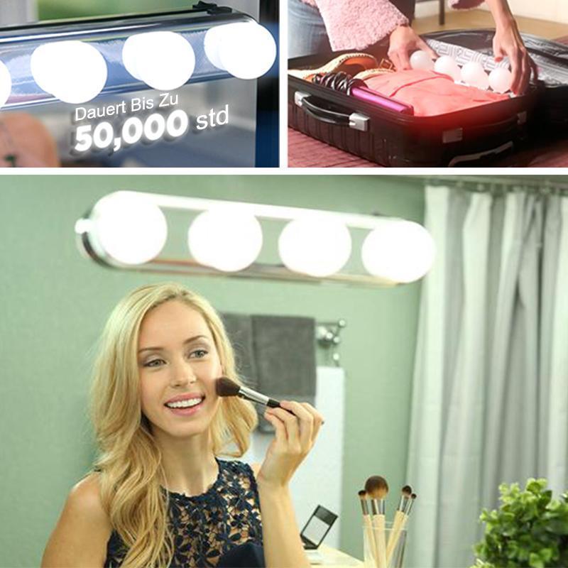 Kompakt USB-opladelig LED makeuplampe i hvid, med justerbar lysstyrke til skønhedspleje.