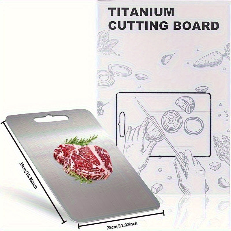 Moderne design titanium skærebræt. Tilføjer elegance til ethvert køkken, hygiejnisk og stilrent.