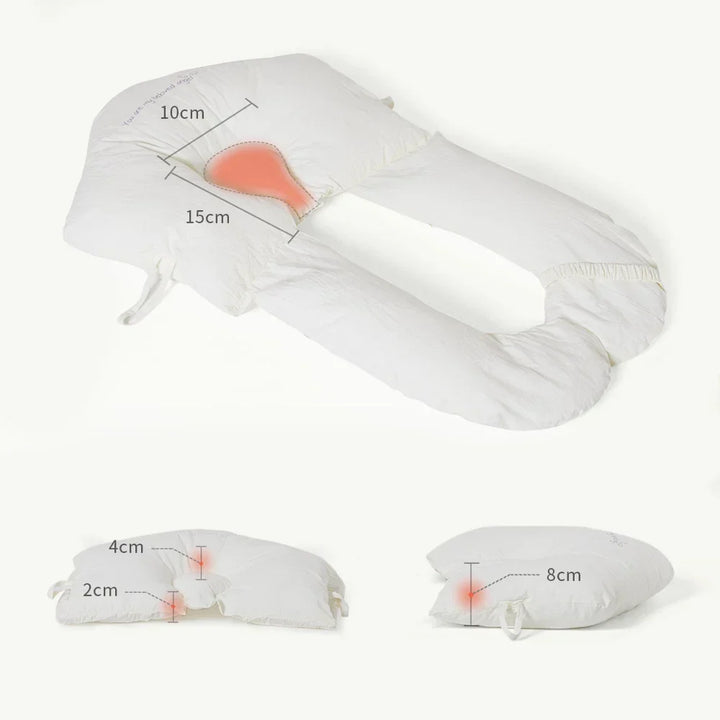 Allergivenlig babyhovedpude, blød og åndbar, giver ergonomisk støtte for sund søvn.