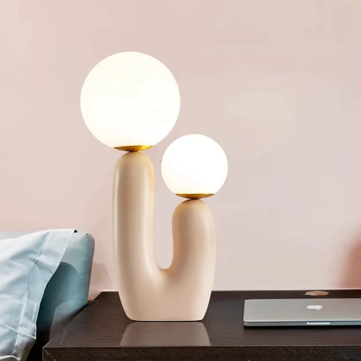 Moderne Kaktus Bordlampe med Mælkeglaskugler