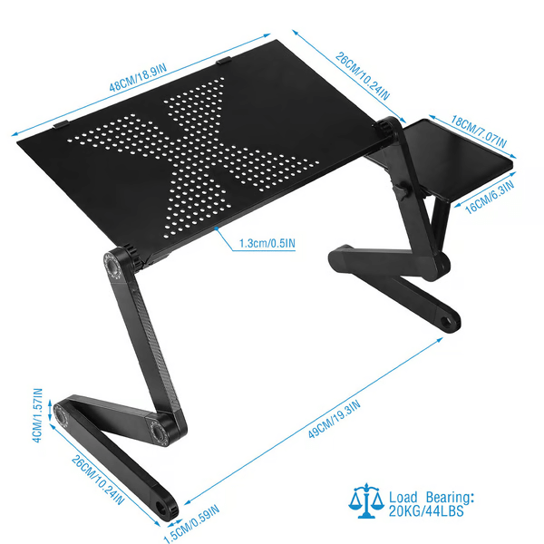 Ergonomisk bærbar stander med 360° drejelige ben