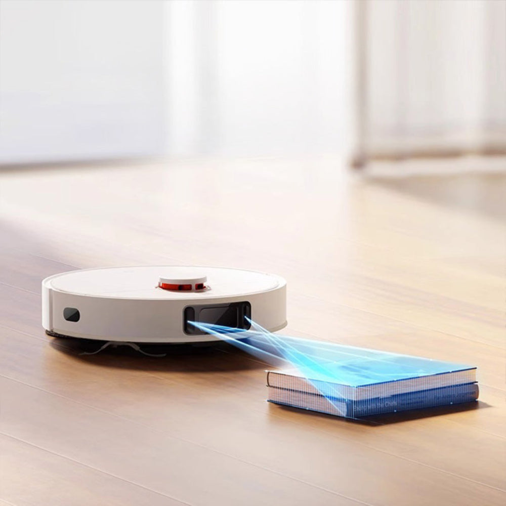 Intelligent robotstøvsuger med avancerede sensorer for effektiv navigation. Smart home rengøring.