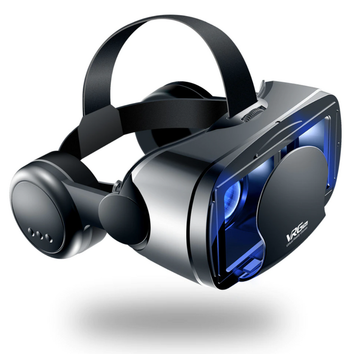 Smarte VR-briller med 3D-lyd, fuldskærmsdisplay og justerbart design for en fordybende oplevelse.