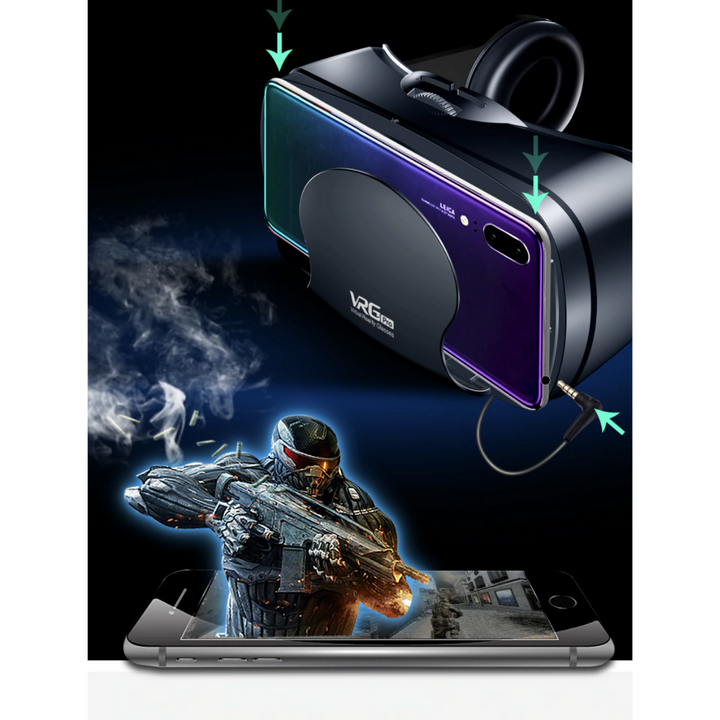 Smarte VR-briller med 3D-lyd, fuldskærmsdisplay og justerbart design for en fordybende oplevelse.