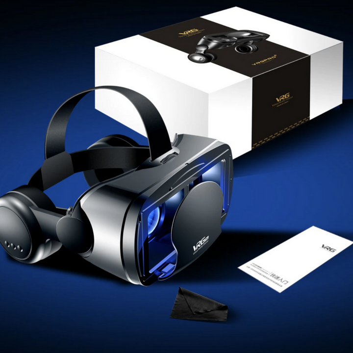 Smarte VR-briller med 3D-lyd, fuldskærmsdisplay og justerbart design for en fordybende oplevelse.