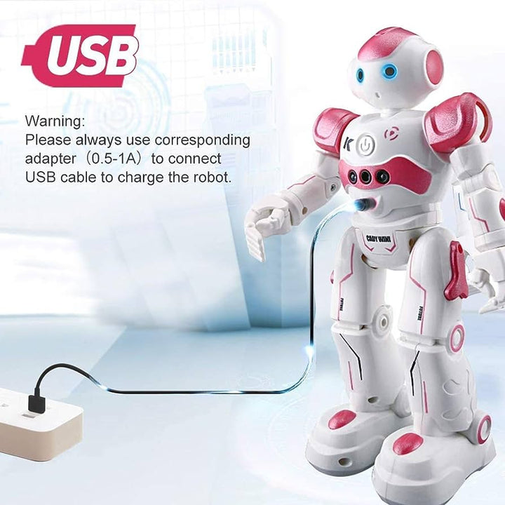 Interaktiv blå/pink uddannelsesrobot NovaBot danser og lærer, fremmer leg og uddannelse hos børn.