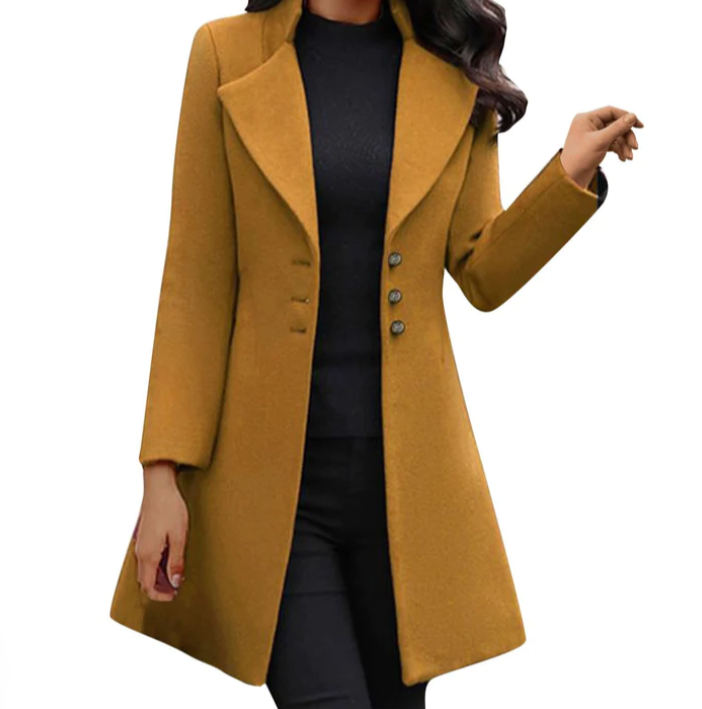 Tidløs ItalWool damefrakke. Luksuriøs lang vinterfrakke, elegant overtøj for et stilfuldt og varmt look.