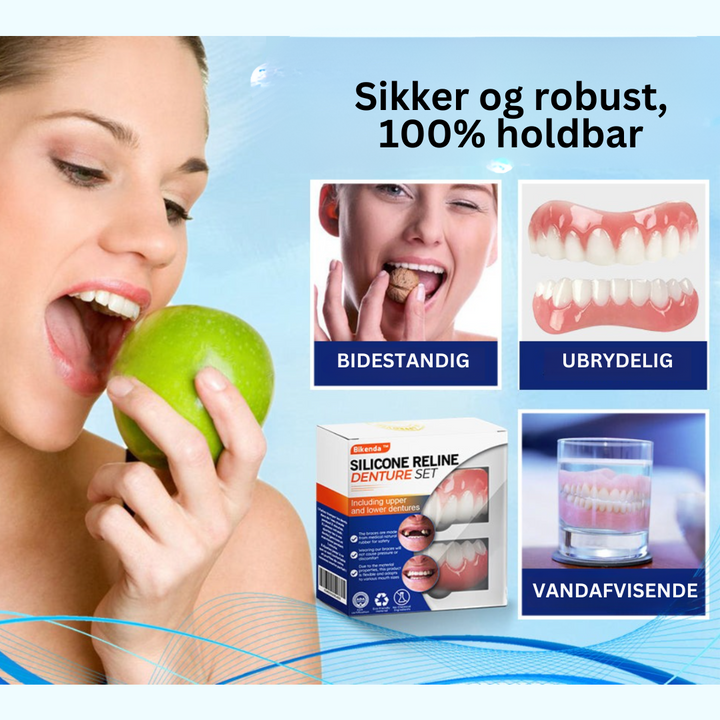 Glad person med smukt øjeblikkeligt smil takket være kosmetiske tandfiner. Få dit drømmesmil nemt.