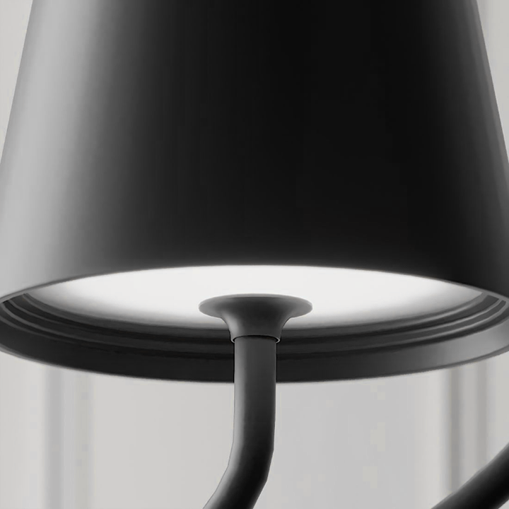 Trådløs LED-hængelampe til indendørs og udendørs brug, moderne design, varmt lys, touch-dæmpningsfunktion og USB-opladning.