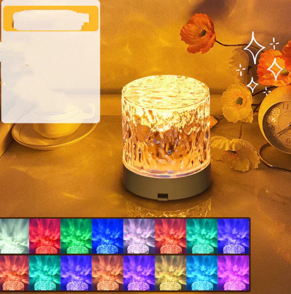 Trådløs LED-stemningslampe med fjernbetjening, RGB-farver og elegant design for stemningsfuld belysning.