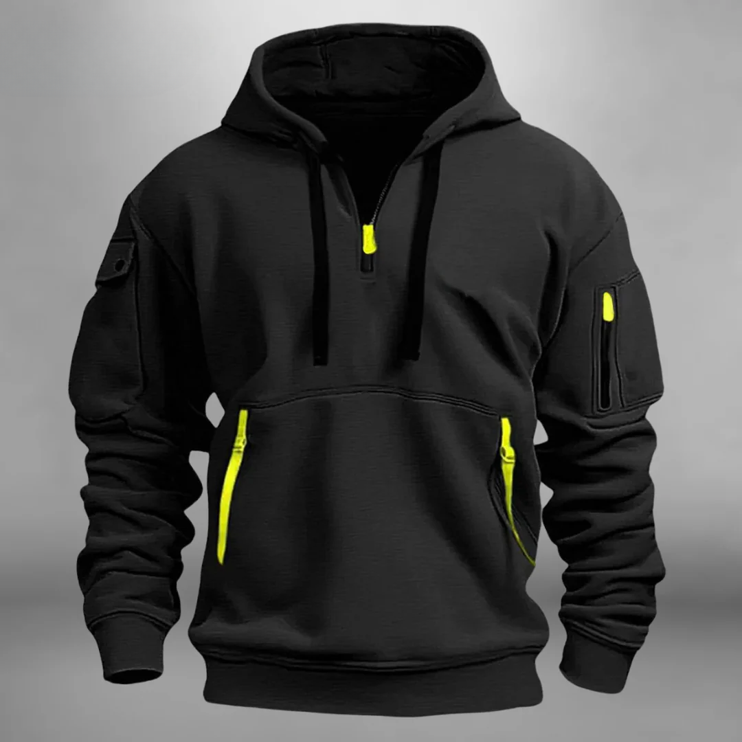 Blå afslappet herre hoodie i regular fit med snørehætte og frontlomme. Perfekt til et cool hverdagslook.