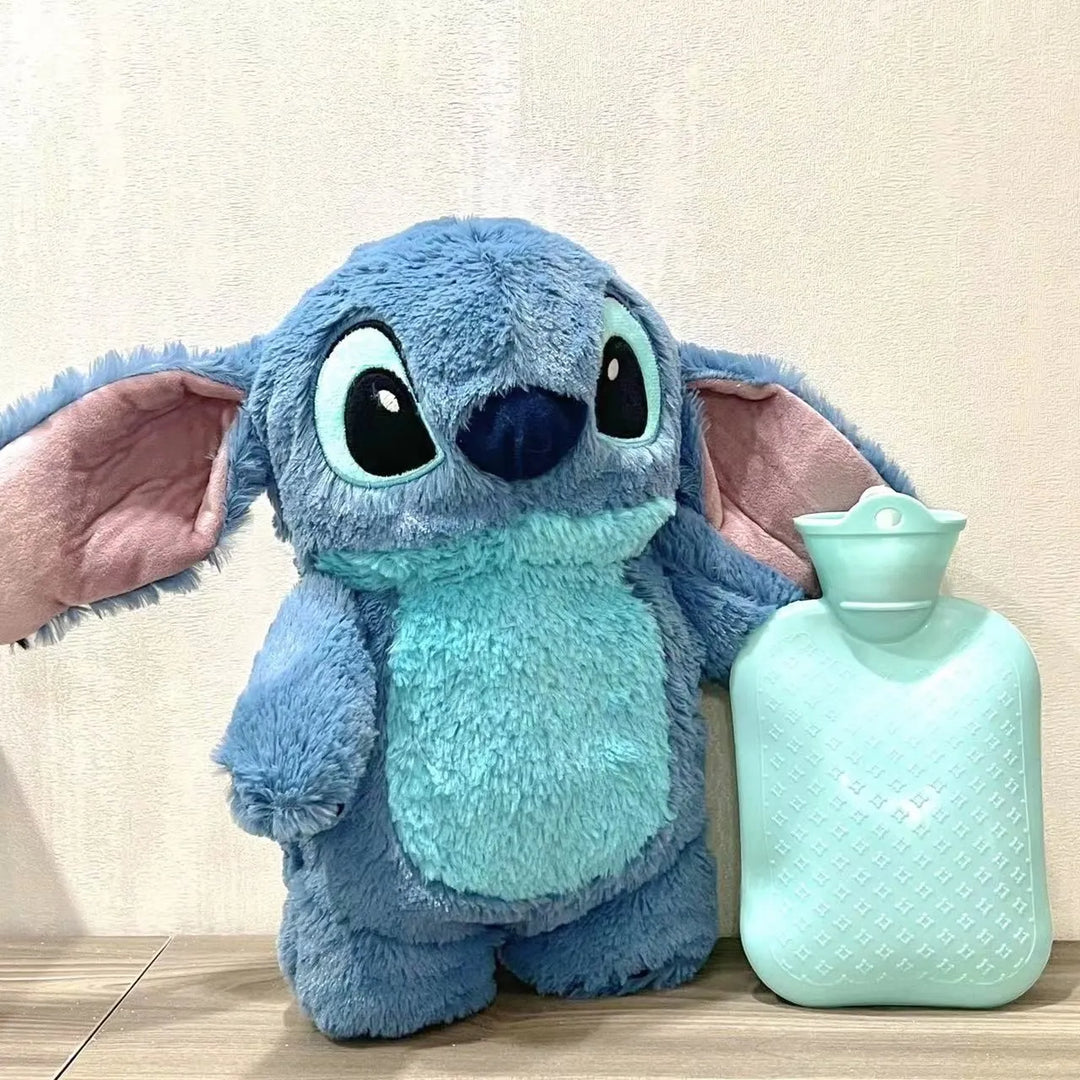 Kawaii Lilo Stitch plysdyne med varmeflaske, plys og børnevenligt design, perfekt til kolde vinterdage.