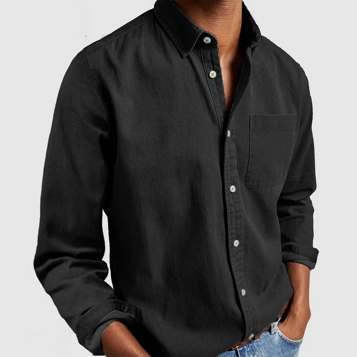 Stilfuld klassisk herreskjorte med knapper, langærmet. Elegant button-down til mænds alsidige mode.