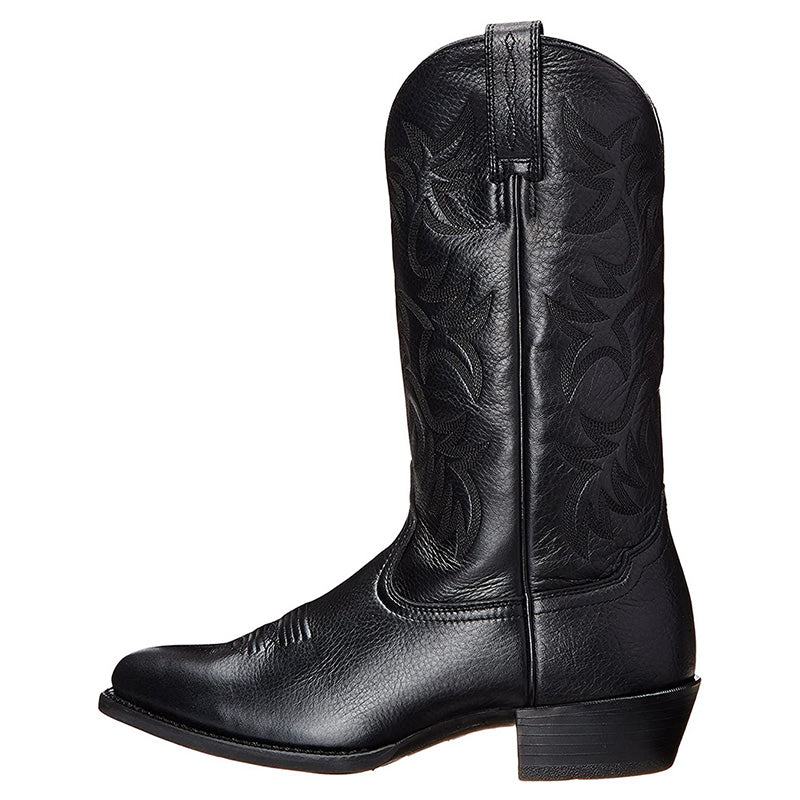 Brunt læder cowboystøvle til mænd, med skafthøjde der passer til jeans og bukser for et cool look.