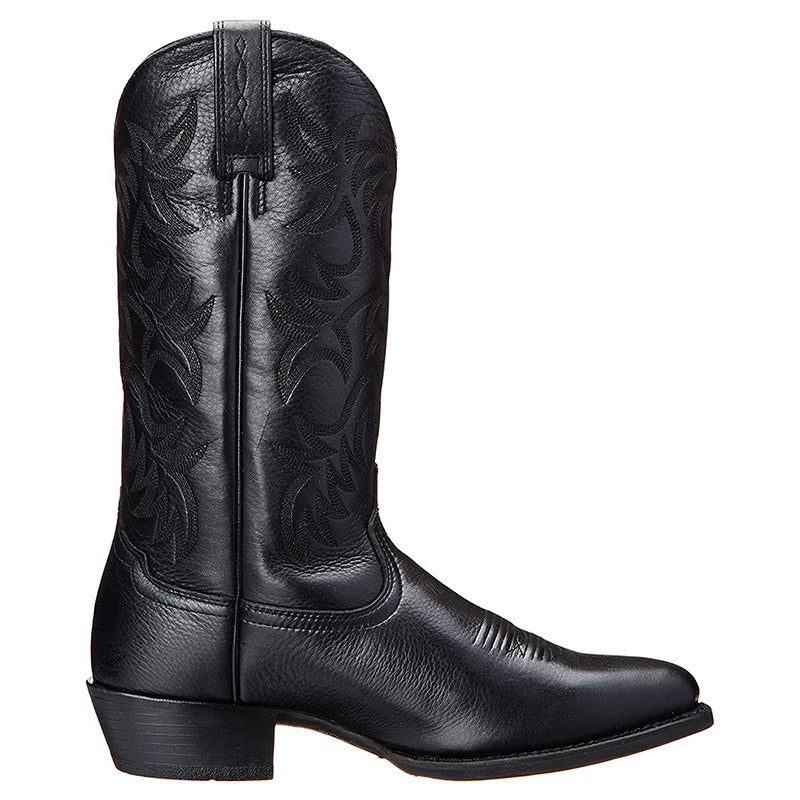 Stilfulde sorte herre cowboystøvler med autentiske western detaljer; ideelle til moderne mænds mode.