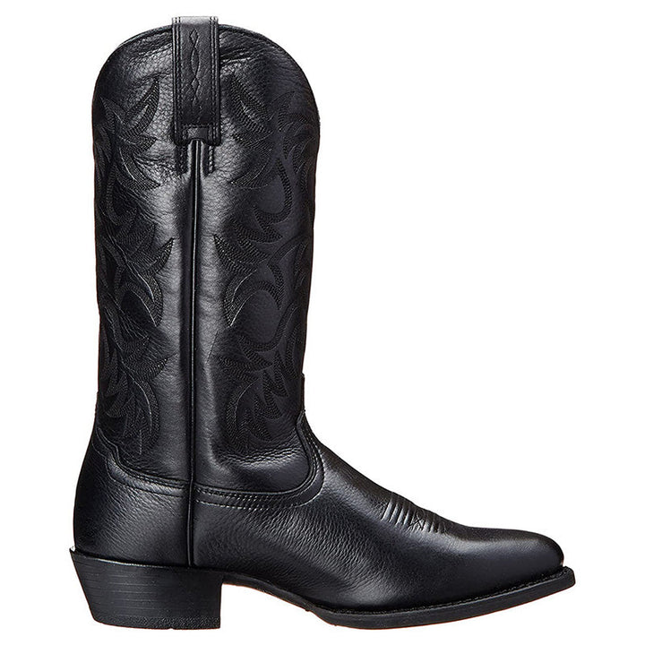 Stilfulde sorte herre cowboystøvler med autentiske western detaljer; ideelle til moderne mænds mode.