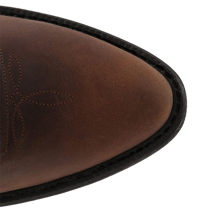 Moderne western støvler til mænd; brune læderstøvler med komfortabel pasform og klassisk design.