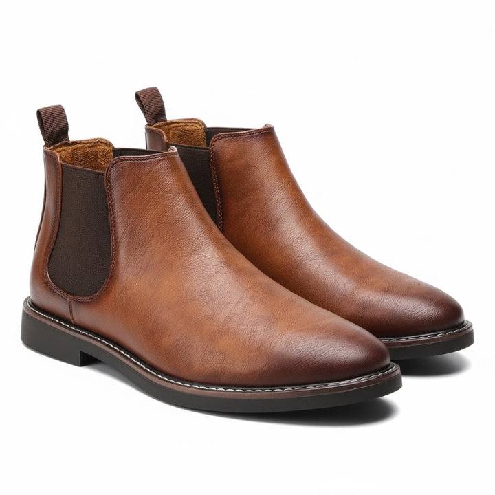 Komfortable sorte slip-on Chelsea herrestøvler. Optimal pasform og moderne design til den stilbevidste mand.