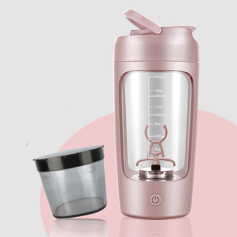 Stilren bærbar elektrisk proteinshaker. Klumpefri mixer til sport og træning. BPA-fri 500ml shaker for protein.