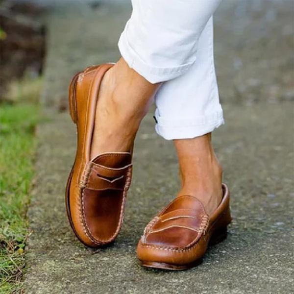 Komfortable læder kvinders slippers med ortopædisk støtte, ergonomisk indersål, i brun, sort eller khaki.